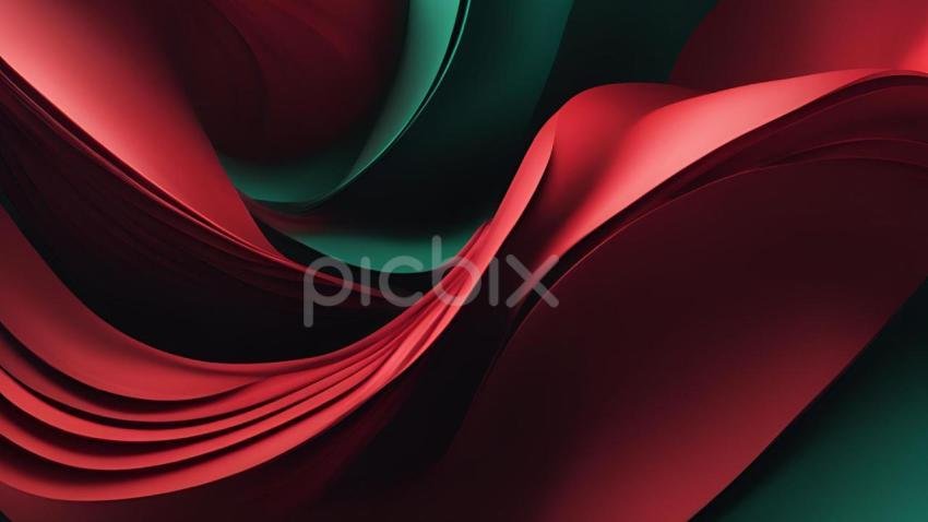 Abstract 3d Gradient Backgrounds With Red and Dark Green Hues on Dark